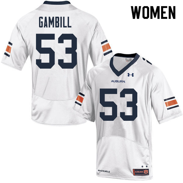 Women Auburn Tigers #53 Phelps Gambill College Football Jerseys Sale-White